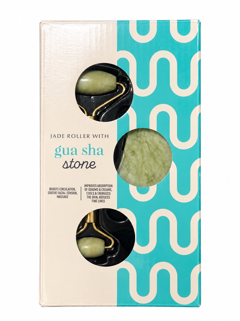 ViSAGE Jade Roller & Gua Sha Stone Facial Skincare Set NWT